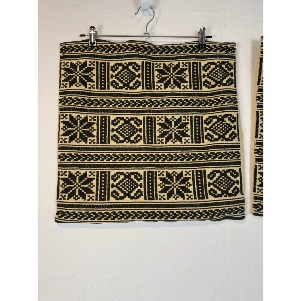 Pottery Barn Snowflake Fair Isle Winter Pattern Pillow Covers Black Cream 20x20